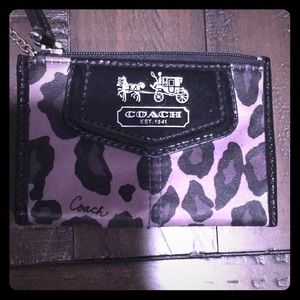 Coach, Black Leopard Print Coin Purse